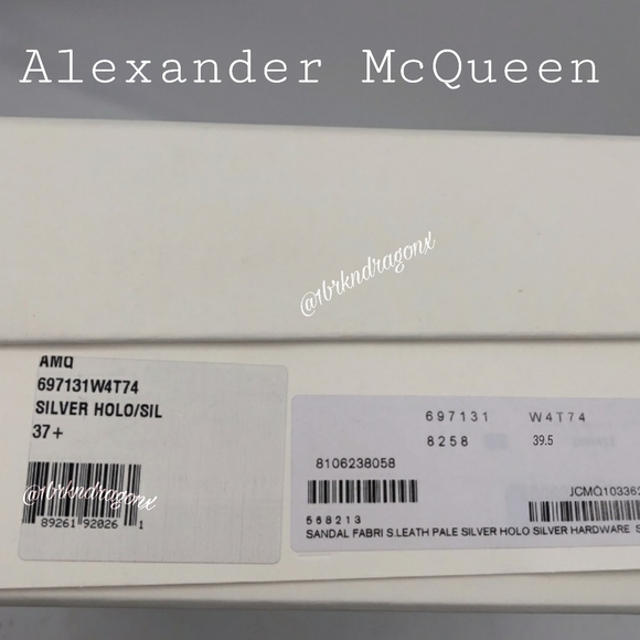 BNIOB ALEXANDER MCQUEEN Leather Silver Iridescent Heels Caged Embellished - Picture 4 of 15